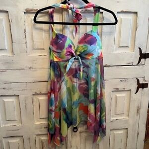 NWT Holipick Y2K Fairycore Babydoll Bikini Swimsuit Sheer Halter Dress Sz Small